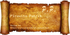 Pirovits Patrik névjegykártya